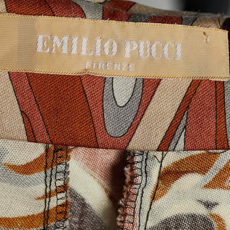 Pre Owned Emilio Pucci Multicolor Printed Virgin Wool Skirt M