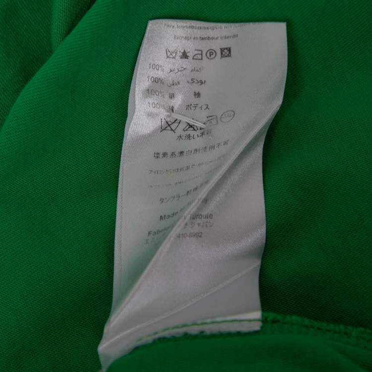 Pre Owned Emilio Pucci Green Cotton & Silk Contrast Sleeve Detail T-Shirt L