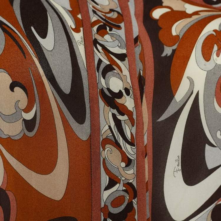 Pre Owned Emilio Pucci Multicolor Sheer Silk Button Front Top M