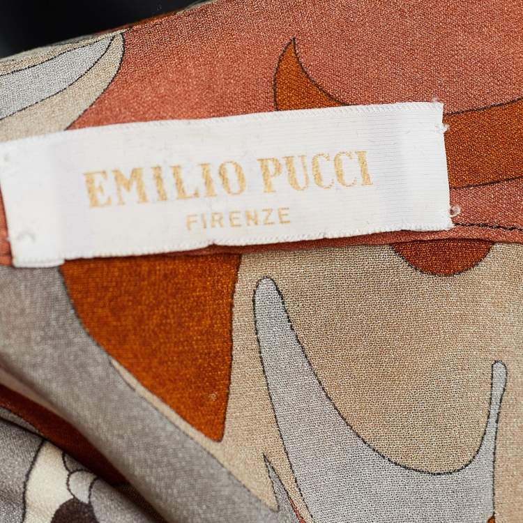 Pre Owned Emilio Pucci Multicolor Sheer Silk Button Front Top M