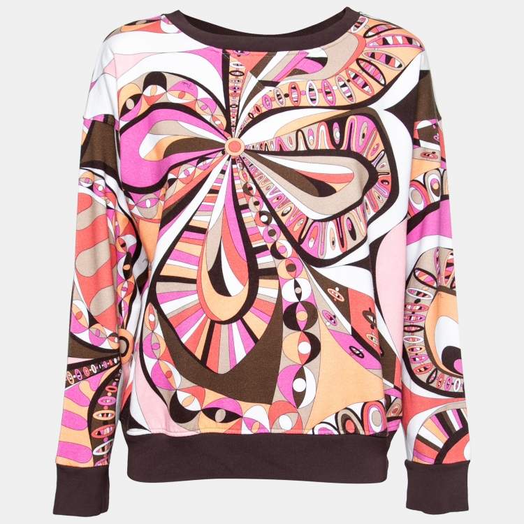 Pre Owned Emilio Pucci Multicolor Printed Cotton Sweatshirt M
