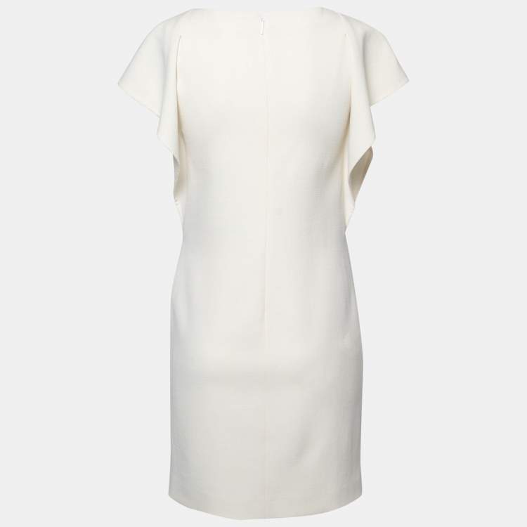 Pre Owned Emilio Pucci Light Cream Wool Crepe Short Dress S