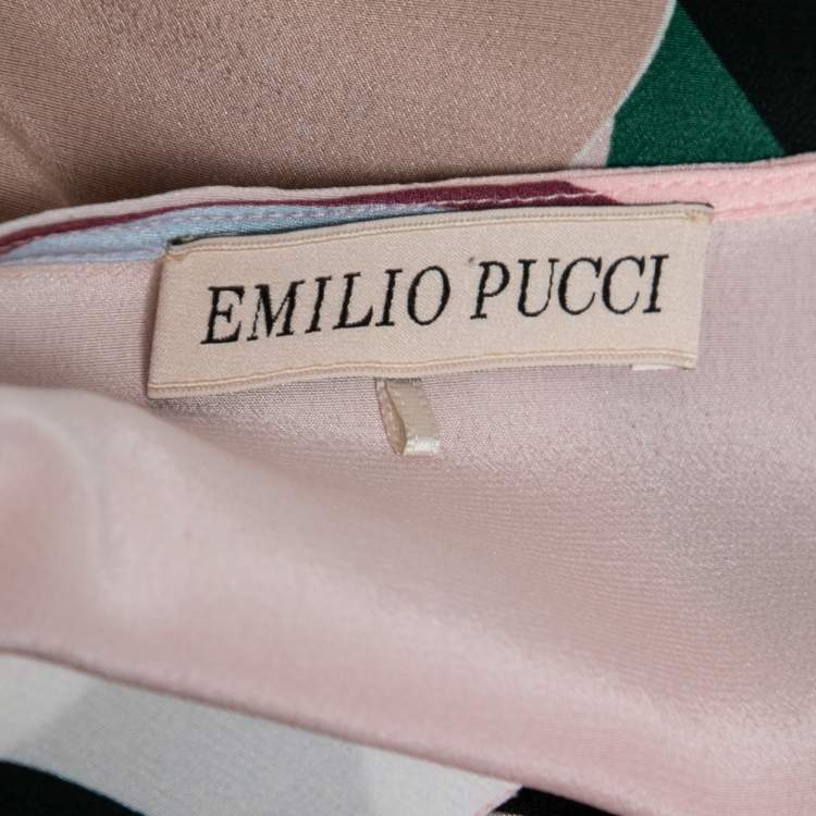 Pre Owned Emilio Pucci Multicolor Printed V-Neck Blouse M