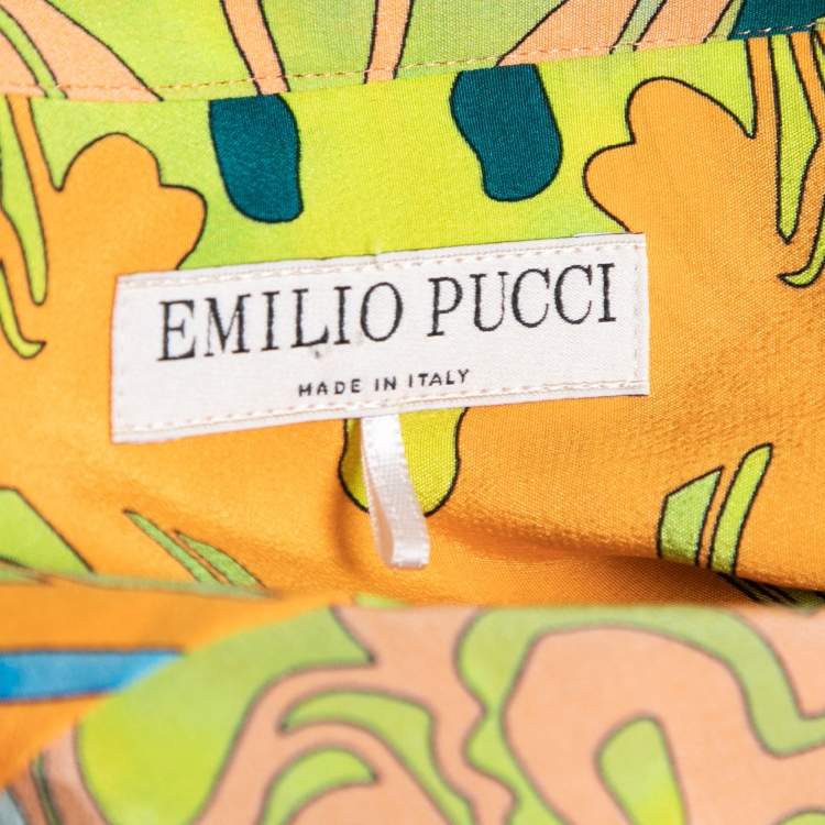 Pre Owned Emilio Pucci Multicolor Printed Silk Button Front Shirt S