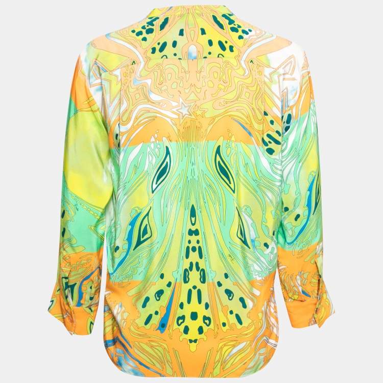 Pre Owned Emilio Pucci Multicolor Printed Silk Button Front Shirt S