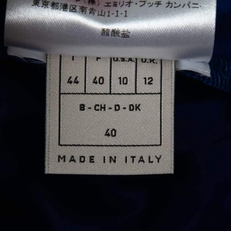 Pre Owned Emilio Pucci Blue Jersey Wrap Effect Pleated Blouse M