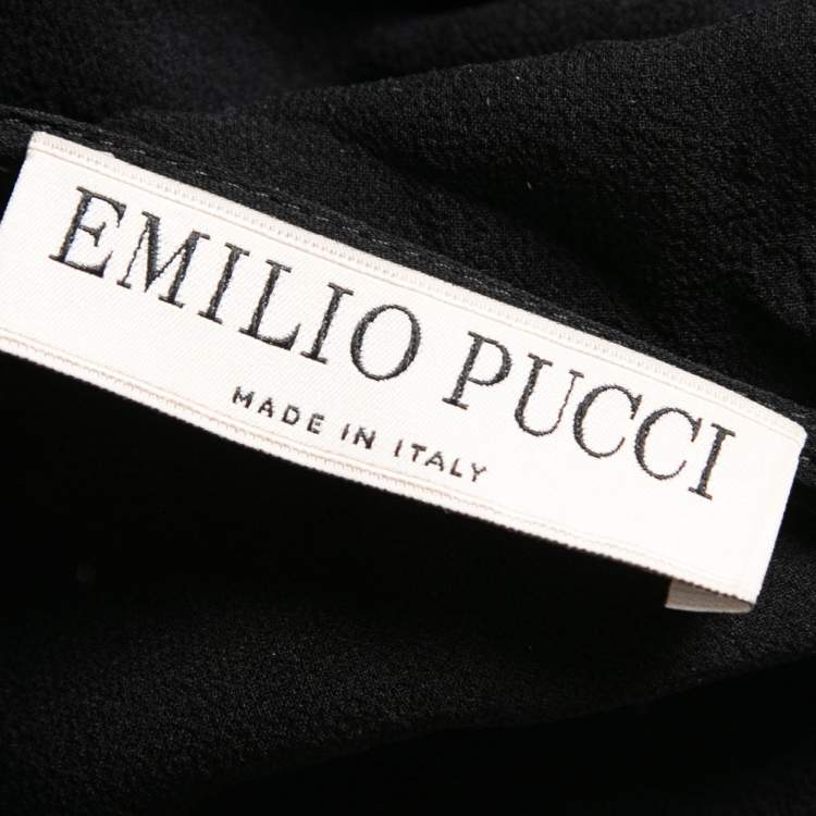 Pre Owned Emilio Pucci Black Sequin Embellished Tulle & Silk Sleeveless Top M