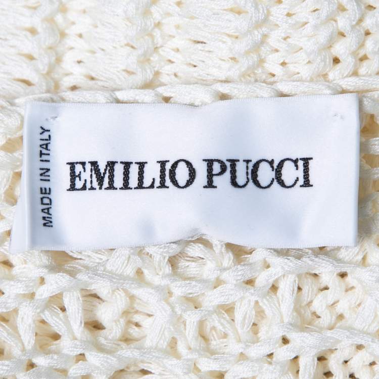 مملوكة مسبقًا Emilio Pucci Cream Cotton Crochet Long Dress M