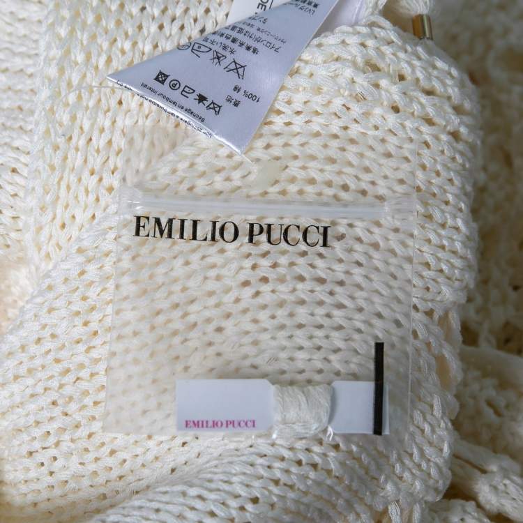 مملوكة مسبقًا Emilio Pucci Cream Cotton Crochet Long Dress M
