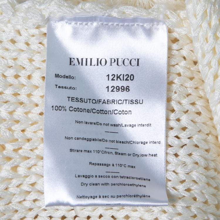 مملوكة مسبقًا Emilio Pucci Cream Cotton Crochet Long Dress M