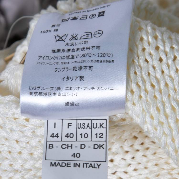 مملوكة مسبقًا Emilio Pucci Cream Cotton Crochet Long Dress M