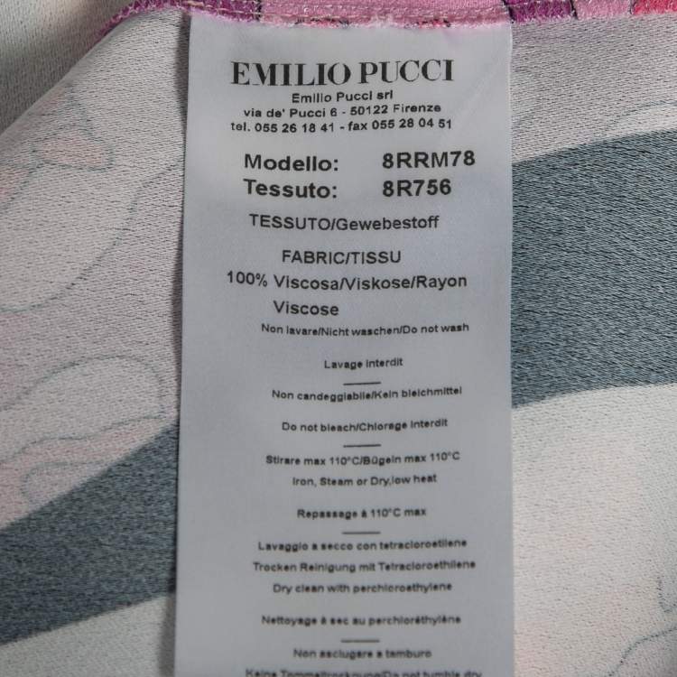 Pre Owned Emilio Pucci Multicolor Printed Crepe Top M