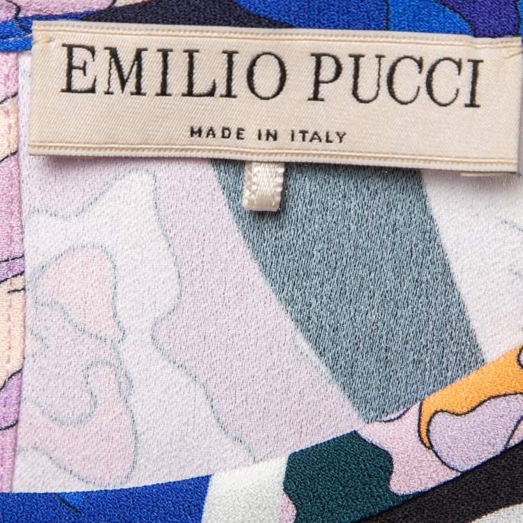 Pre Owned Emilio Pucci Multicolor Printed Crepe Top M