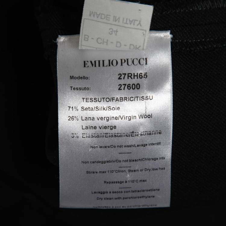 Pre Owned Emilio Pucci Black Crepe Mesh Cutout Detail Midi Dress S