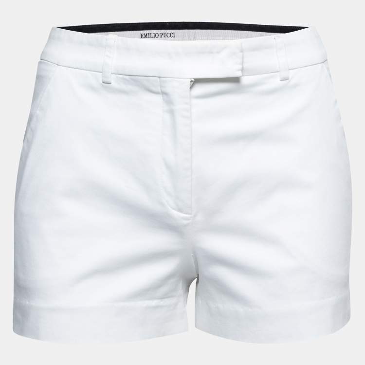 Pre Owned Emilio Pucci White Cotton Stretch Shorts S