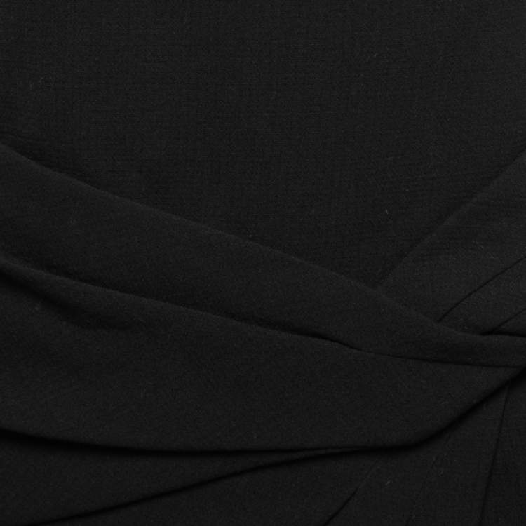 Pre Owned Emilio Pucci Black Wool Cap Sleeve Knot Detail Midi Dress S