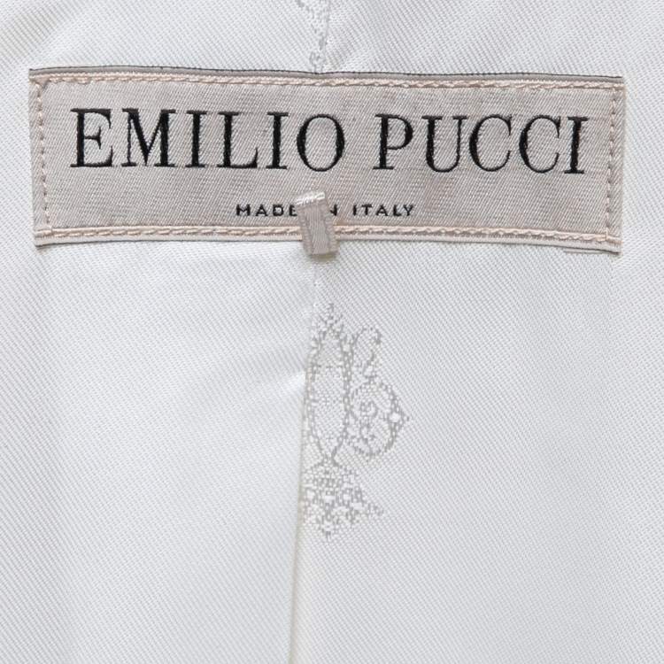 Pre Owned Emilio Pucci Cream Wool Belted Coat M