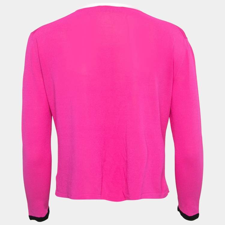 Pre Owned Emilio Pucci Pink Knit Button Front Cardigan M