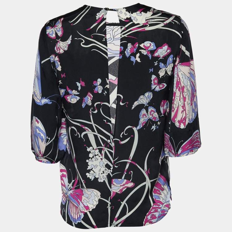 Pre Owned Emilio Pucci Multicolor Printed Silk Top S