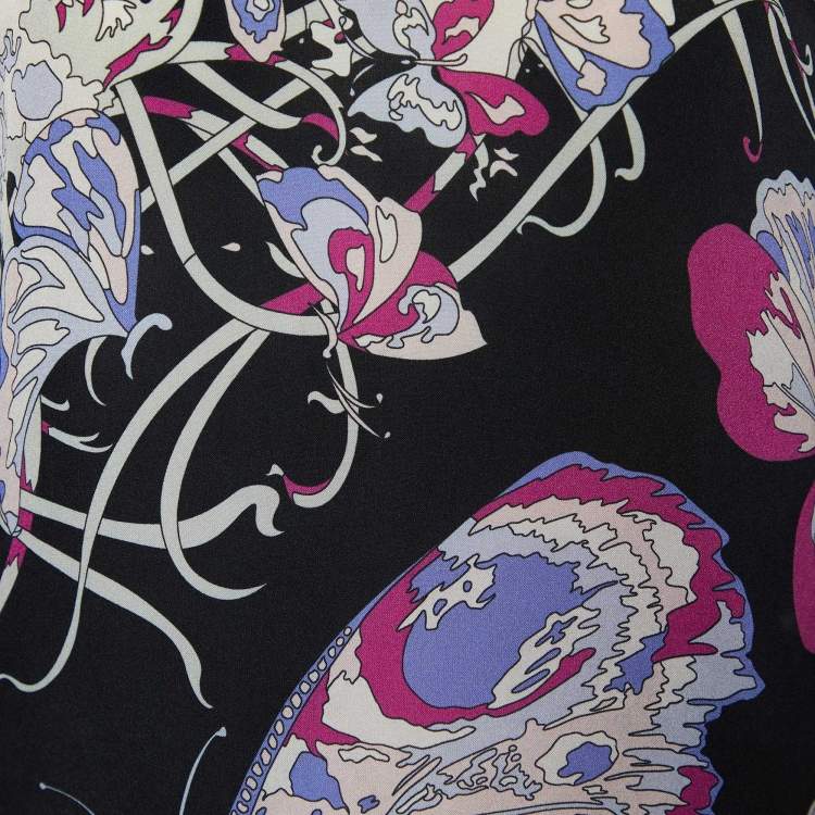 Pre Owned Emilio Pucci Multicolor Printed Silk Top S