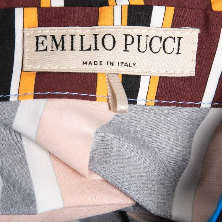 Pre Owned Emilio Pucci Multicolor Printed Cotton Button Front Shirt M