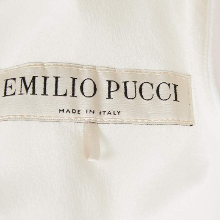 Pre Owned Emilio Pucci White Crepe Chain Halter Neck Mini Dress S 