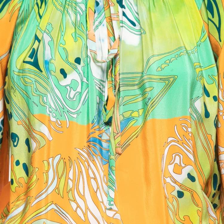 Pre Owned Emilio Pucci Multicolor Printed Silk Jumpsuit S