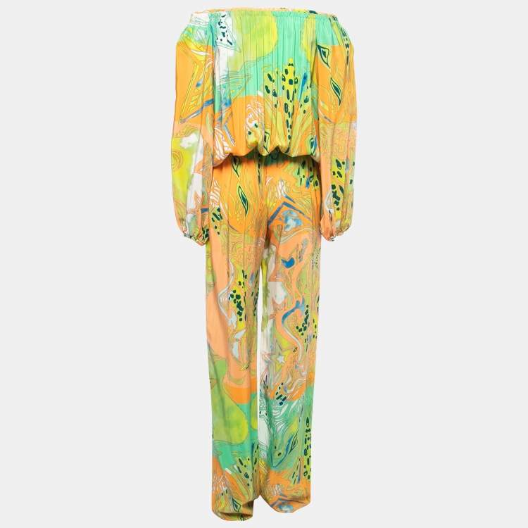 Pre Owned Emilio Pucci Multicolor Printed Silk Jumpsuit S