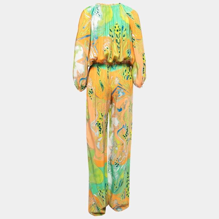 Pre Owned Emilio Pucci Multicolor Printed Silk Jumpsuit S