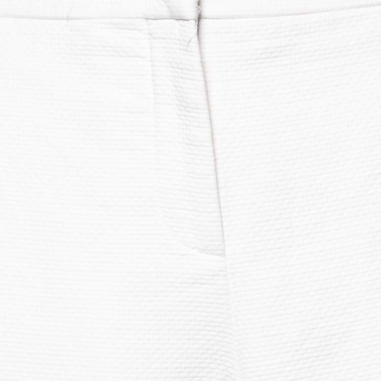 Pre Owned Emilio Pucci White Cotton Cutwork Detail Straight Leg Trousers M