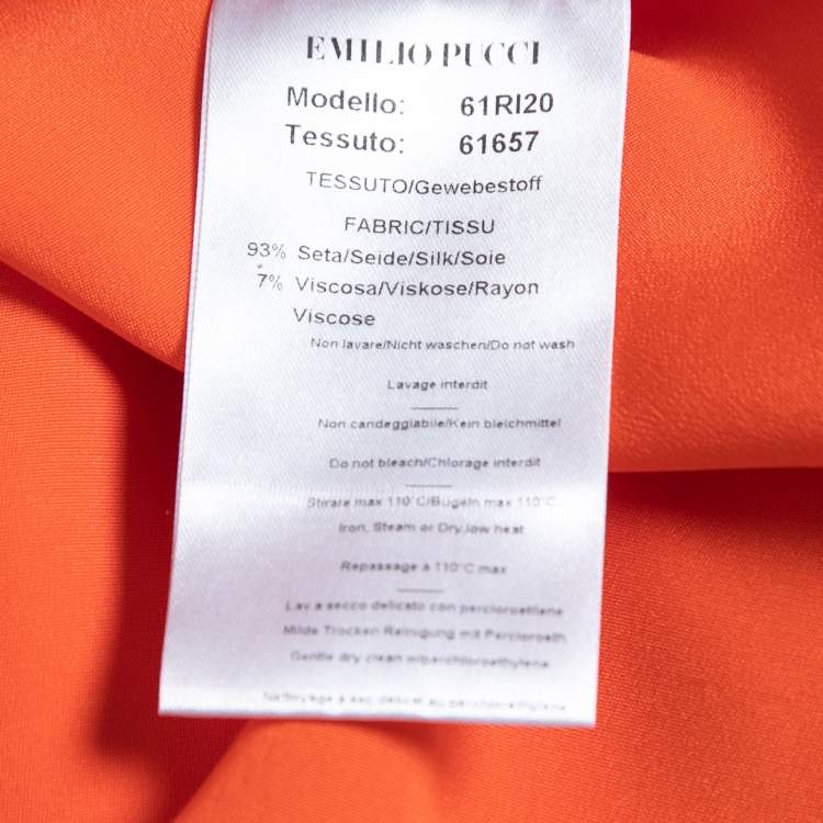 مملوكة مسبقًا Emilio Pucci Orange Silk Embellished Neck Detail Long Dress S