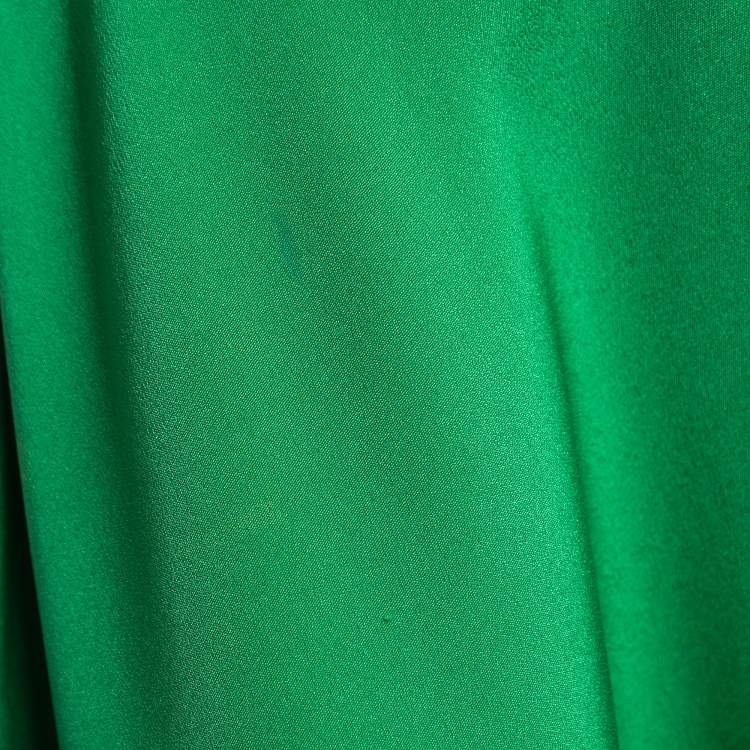 Pre Owned Emilio Pucci Green Silk Embellished Neck Detail Long Dress S 