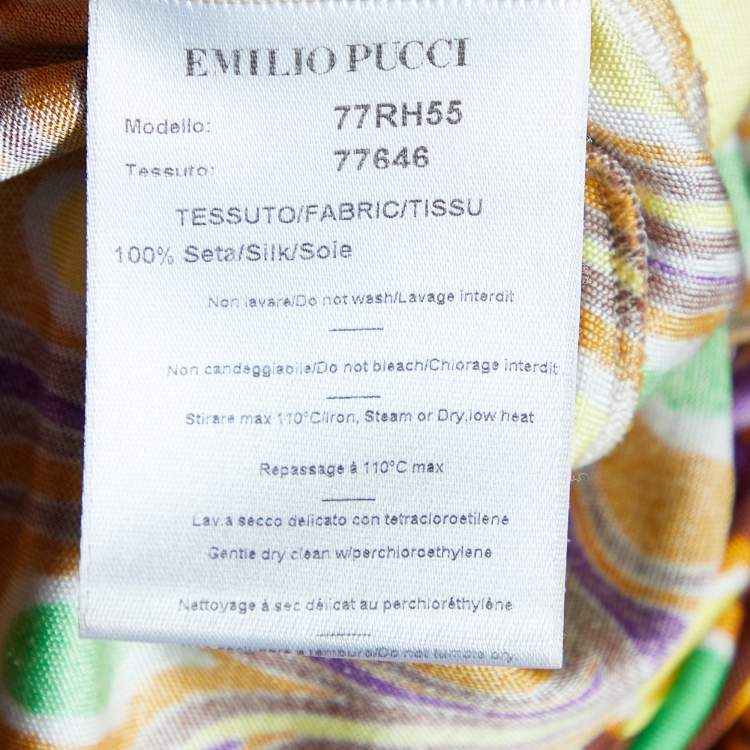Pre Owned Emilio Pucci Brown Printed Silk Knit Belted Shift Dress L