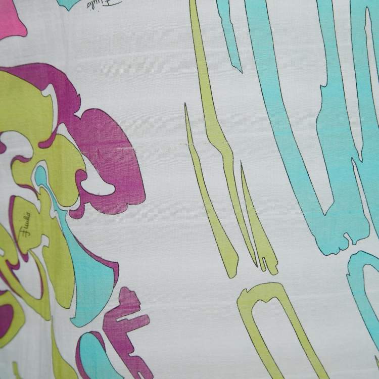 Pre Owned Emilio Pucci Multicolor Graphic Printed Cotton Tie Closure Long Cover-Up Dress M