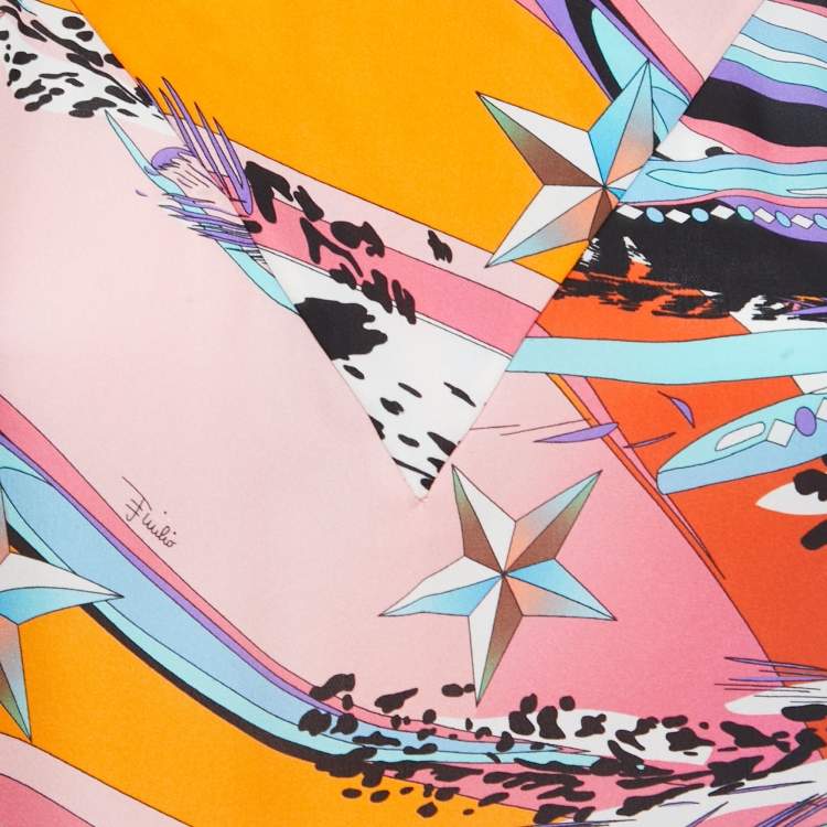 Pre Owned Emilio Pucci Multicolor Printed Silk Sleeveless Blouse M
