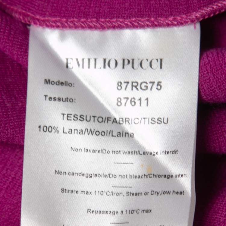 Pre Owned Emilio Pucci Blue/Purple Wool Knit V-Neck Short Dress S