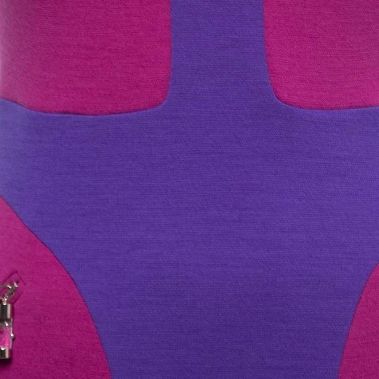 Pre Owned Emilio Pucci Blue/Purple Wool Knit V-Neck Short Dress S