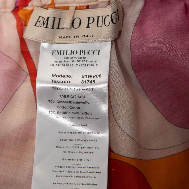 Pre Owned Emilio Pucci Multicolor Printed Cotton Blend Maxi Skirt S