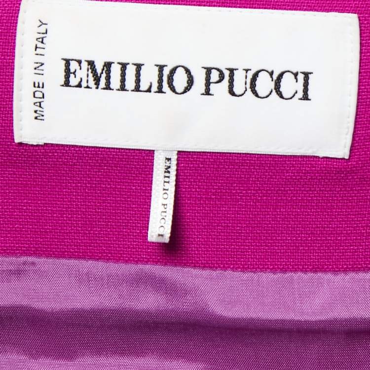 Pre Owned Emilio Pucci Pink Wool Pleated Sleeveless Dress M
