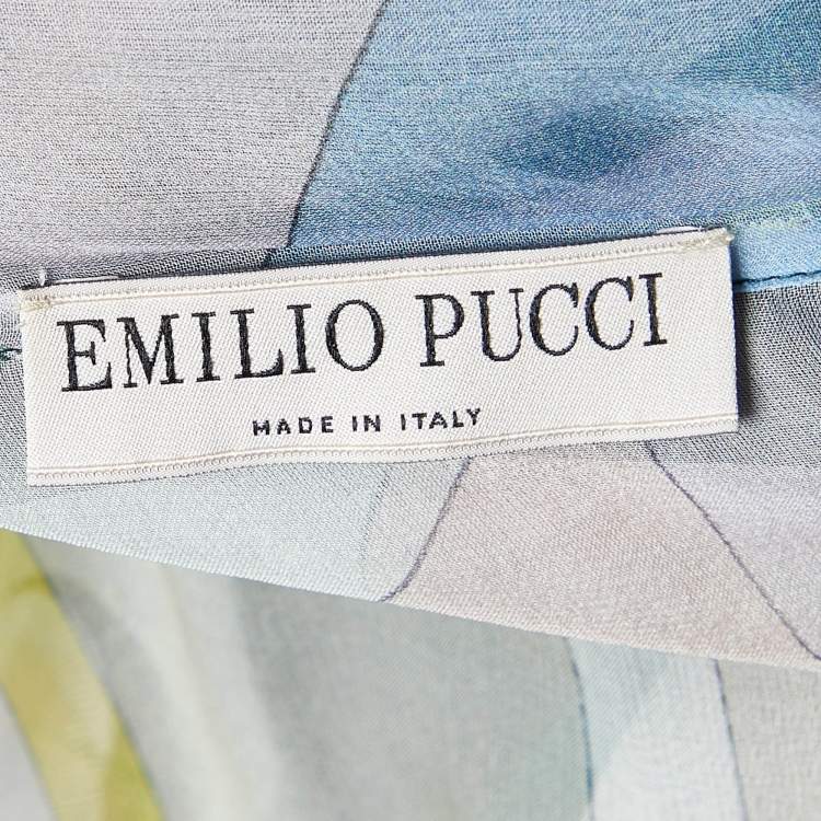 Pre Owned Emilio Pucci Multicolor Printed Silk Sheer Top L