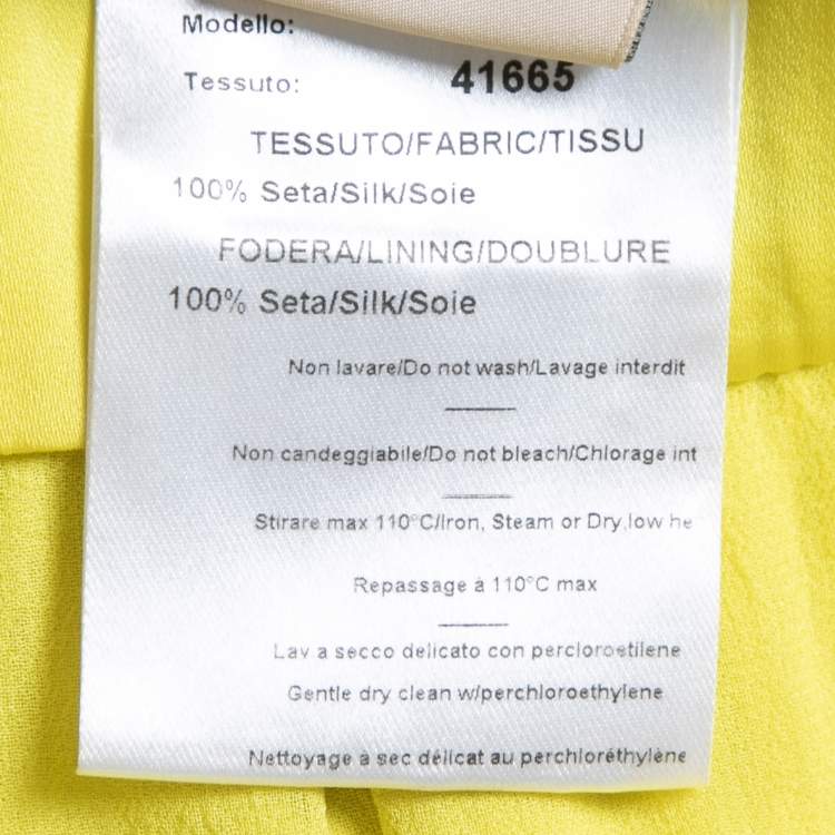 Pre Owned Emilio Pucci Yellow Embroidered Silk Back Open Slit Detail Gown S