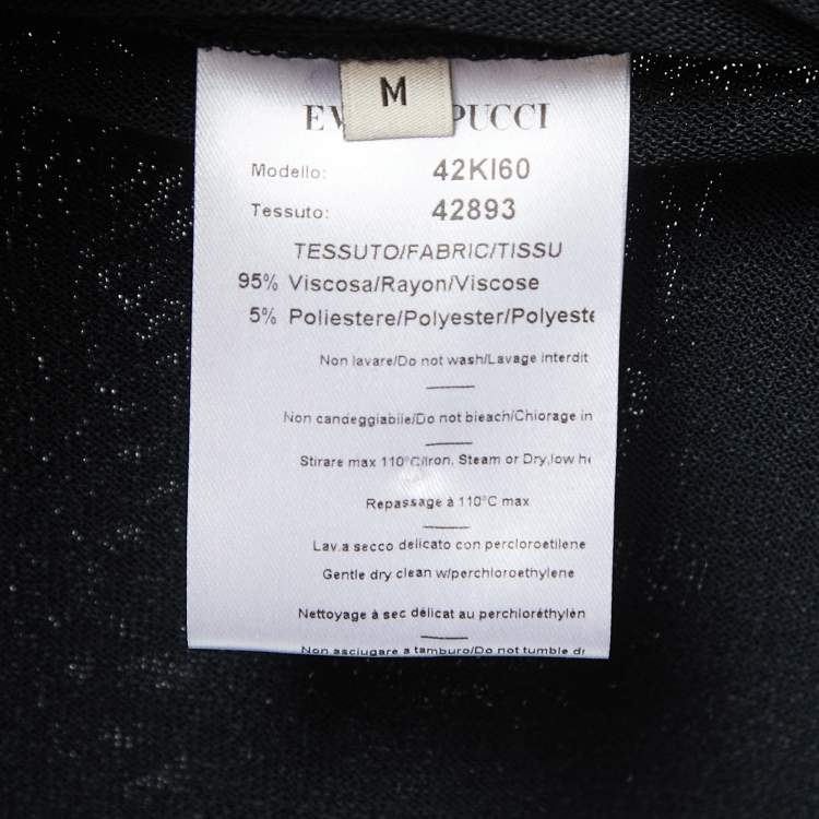 Pre Owned Emilio Pucci Black Knit Strappy Flared Short Dress M