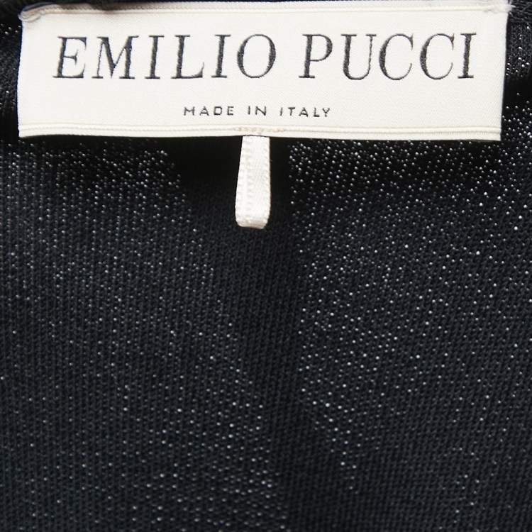 Pre Owned Emilio Pucci Black Knit Strappy Flared Short Dress M