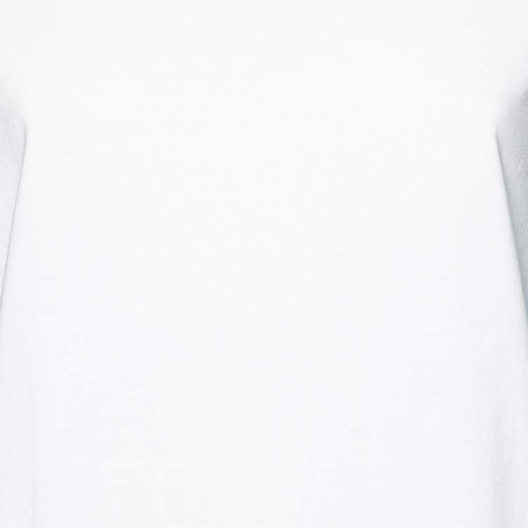 Pre Owned Emilio Pucci White Cotton Knit Contrast Ruffle Sleeve T-Shirt S