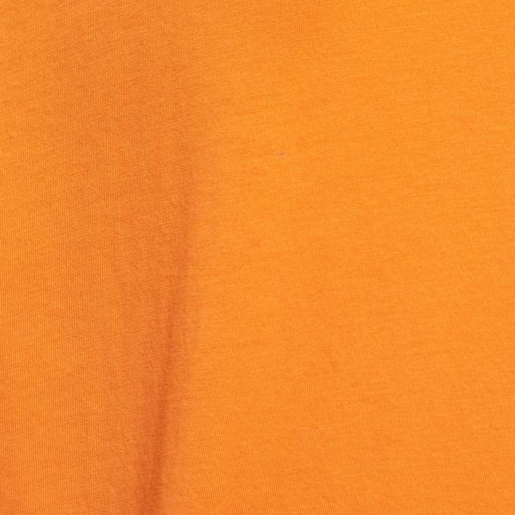 Pre Owned Emilio Pucci Orange Cotton Crystal Embellished Logo T-Shirt S