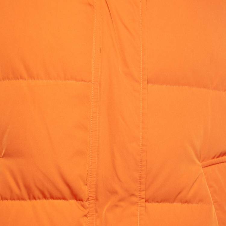Pre Owned Emilio Pucci Orange Synthetic Hooded Down Jacket M