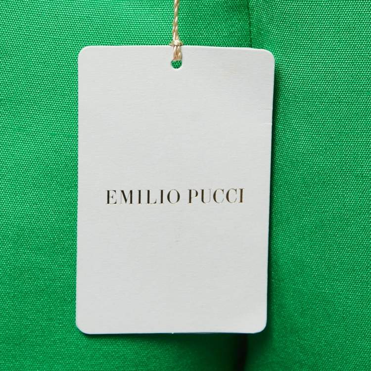 Pre Owned Emilio Pucci Green Silk Tailored Trousers M
