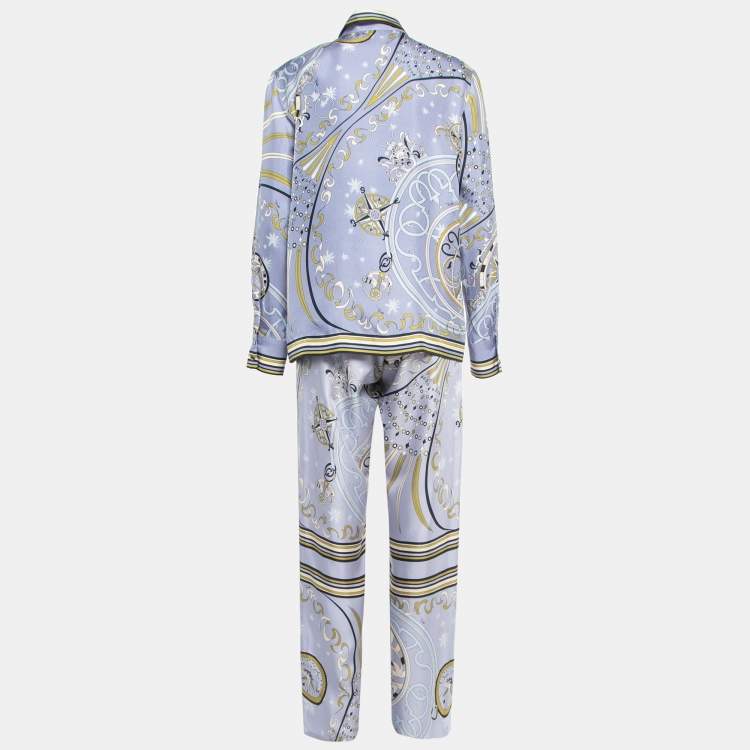 Balenciaga - Printed silk pajama pants blue - The Corner