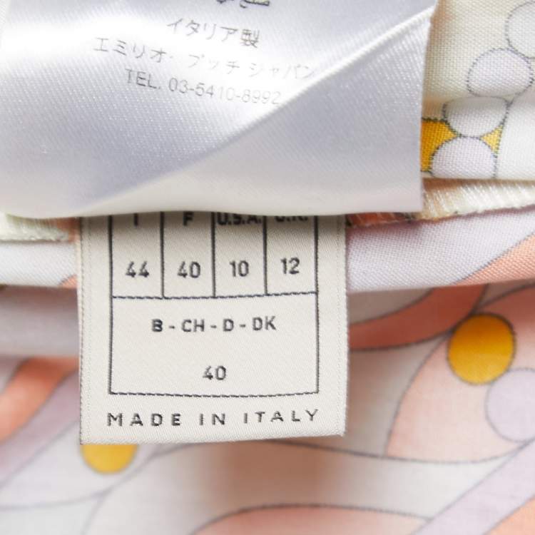 Pre Owned Emilio Pucci Multicolor Printed Cotton Off Shoulder Blouse M