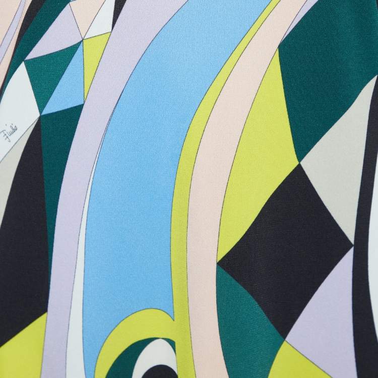 Pre Owned Emilio Pucci Multicolor Printed Jersey Long Sleeve Top M